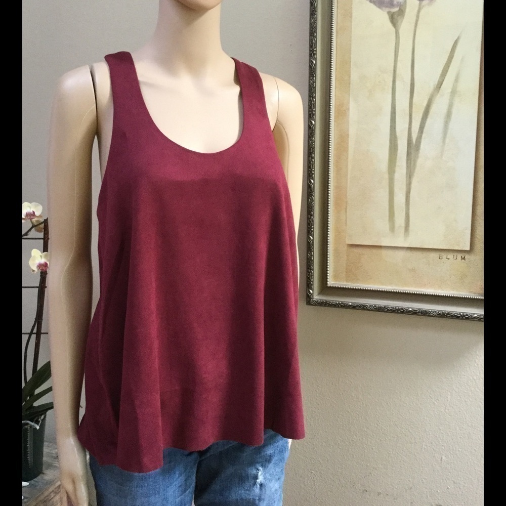 Women Suede Burgundy Top